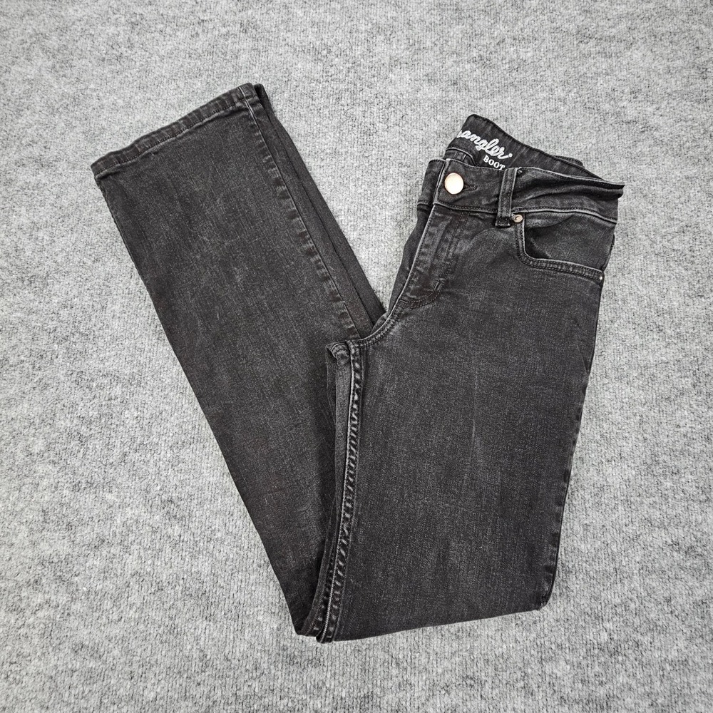 Wrangler Womens Essential Bootcut Jeans Size 7x34 Black Denim Stretch Mid Rise